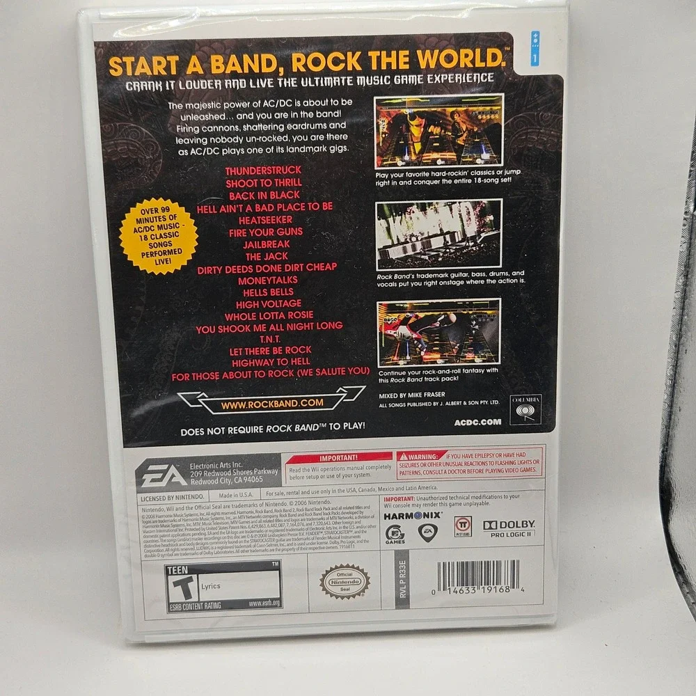 EA AC/DC Live Rock Band Track Pack Nintendo Wii‎ White Factory Sealed Live Hits